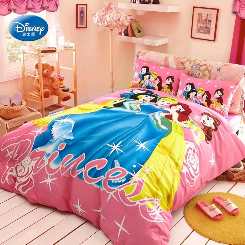 Home Textile Disney Character Princess Girl Bedroom Decoration Beautiful Duvet Quilt Cover Bed Sheet Pillowcase Bedding Set