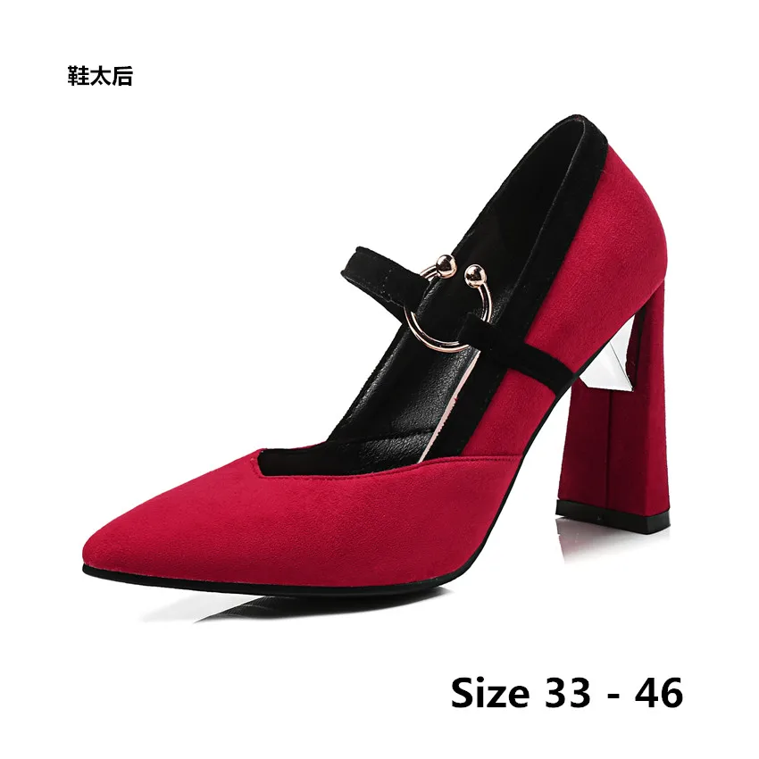 

Sexy Flock Stiletto Ankle Strap High Heels Women's High Heel Shoes Ladies Pumps Heels Woman Shoes Small Big Size 33 - 45
