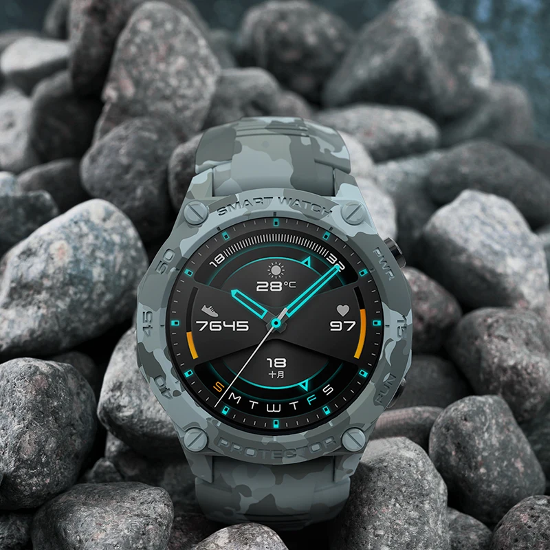 Najtaniej Dla Huawei GT2 46mm Smartwatch Kamuflaż Case Pasek Zestaw TPU Case GT 2 46mm Futerał Ochronny Zegarek Outdoor Sports Akcesoria