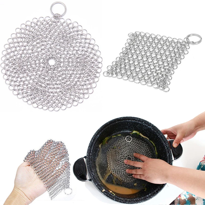 

Stainless Steel Cleaner Chainmail Brush Scrubber Kitchen Gadgets Wash Tool Pan Dish Bowl Cleaning Tools Cookware Accessories