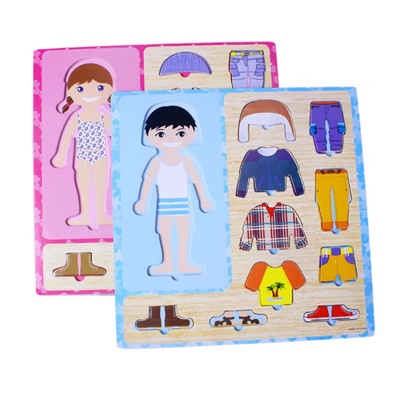 

Игра-пазл Монтессори, меняющая одежду, головоломка с одеждой, для раннего развития, для мальчиков и девочек