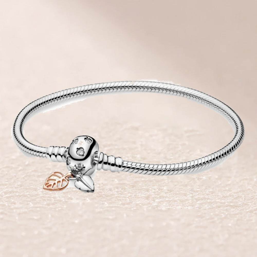 

588333CZ Moments Leaves Snake Chain Bracelet