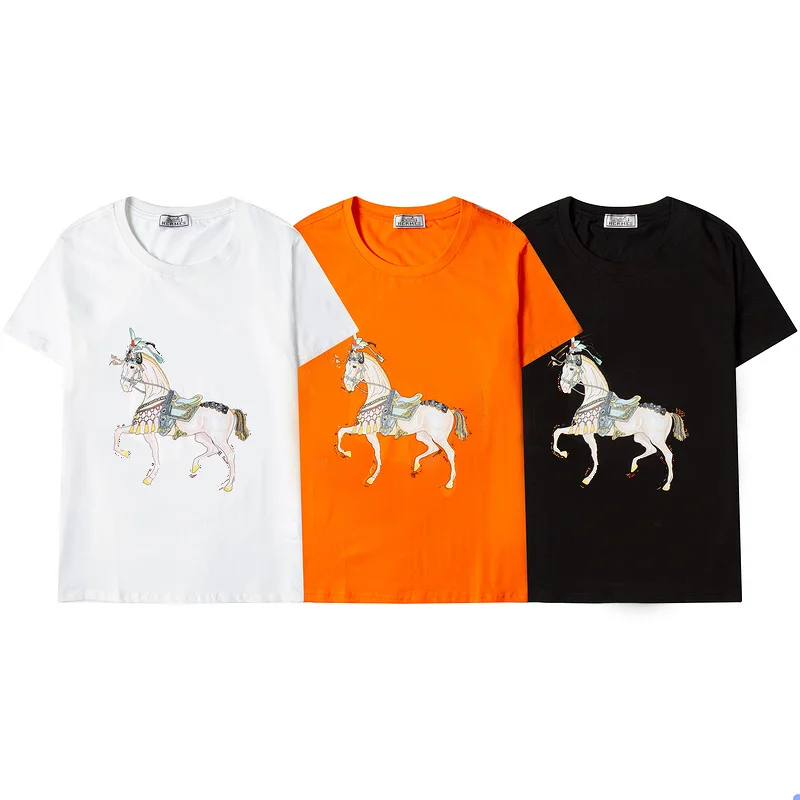 

Дизайнерская Новая роскошная летняя футболка, женские брендовые хлопковые Свободные повседневные топы с круглым вырезом и мультяшным прин...