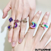 new changer color rings rainbow fluorescent temperature discoloration fashion ring for women girls party kids holiday jewelry