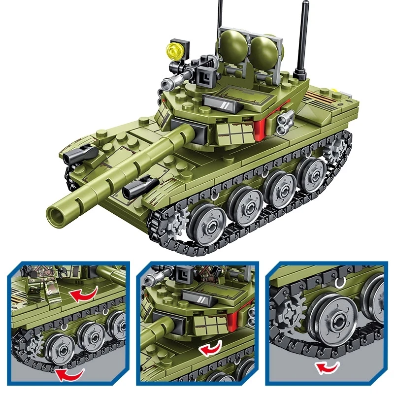 

Main Battle Tank Military Panzer Tank Model Building Blocks Technic WW2 Weapons Soldiers Army Bricks Set Kids Kids Toys Children