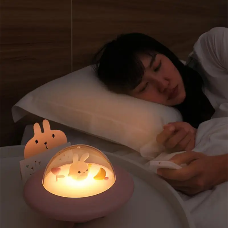 

New Flying Rabbit Night Light LED USB Rechargeable Children's Bedroom Bedside Lamp Music Remote Control Atmosphere Light