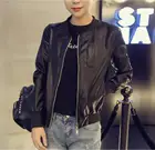 Женская кожаная куртка, короткая тонкая черная мотоциклетная куртка на молнии