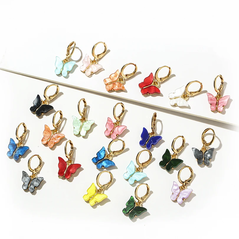 10 шт./лот разноцветные акриловые подвески в виде бабочек из сплава милые DIY
