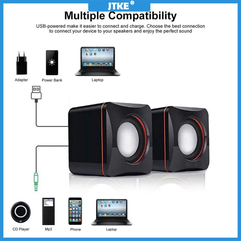 Переносная USB-Колонка JTKE для компьютера портативная музыкальная Колонка s