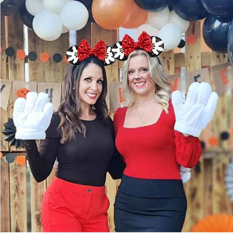 Новинка повязка на голову с блестками уши Минни Маус женская модная бантом и