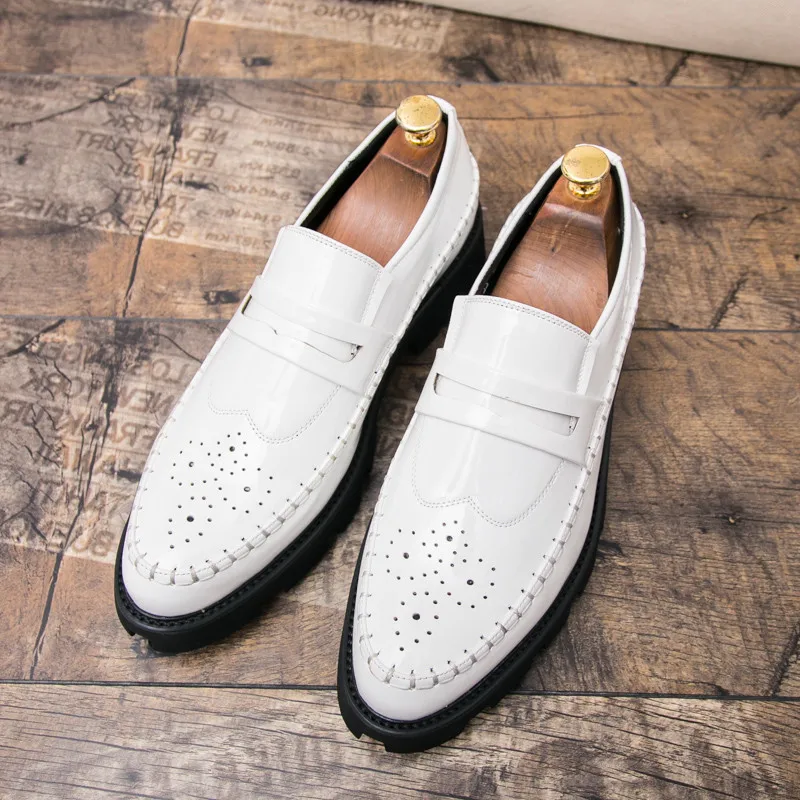 Men's Leather Casual Shoes NEW Non-Slip Thick Sole Business Designer Loafers Luxury Breathable Wedding Dress | Обувь