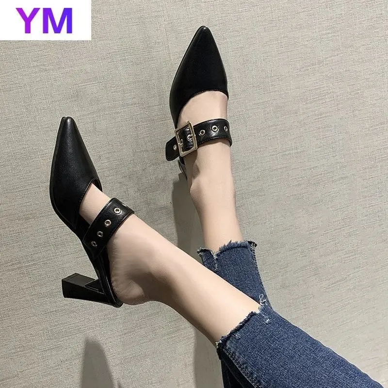 Сандалии женские с острым носком туфли-лодочки из искусственной кожи