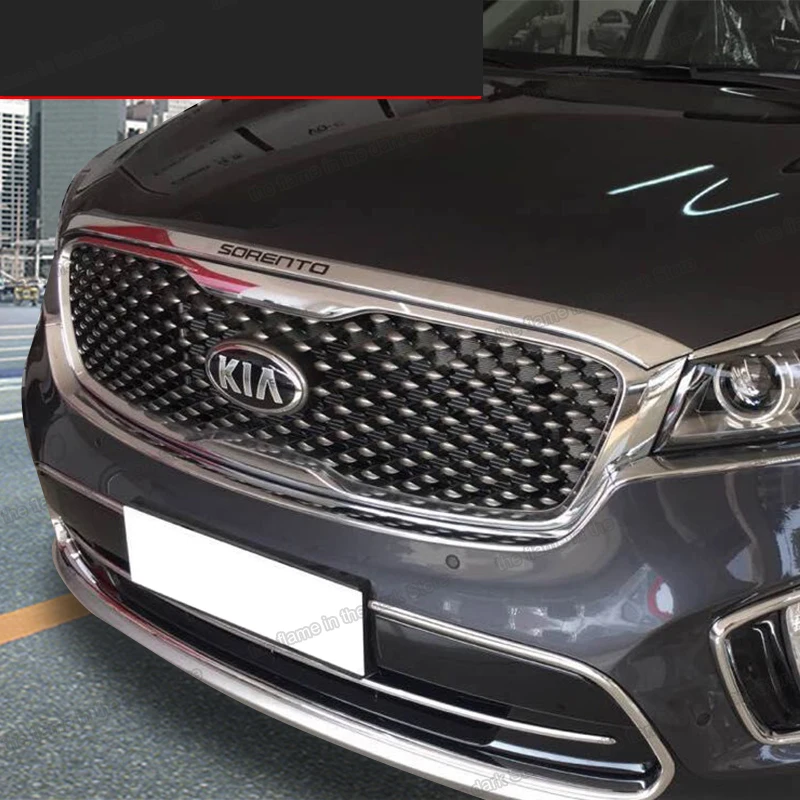 

lsrtw2017 abs shiny siver car head hood trims panel for kia sorento prime 2015 2016 2017 2018 UM auto styling