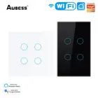 Умный светильник ель света Tuya с Wi-Fi и роскошной стеклянной панелью, умный настенный выключатель с сенсорным датчиком, работает с Alexa, Google Home Яндекс Алисы