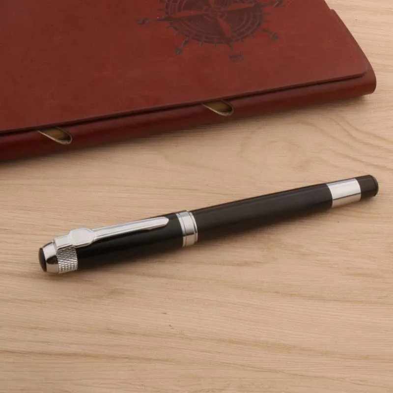 Шариковая ручка металлическая черная серебристая 189 | Канцтовары для офиса и дома