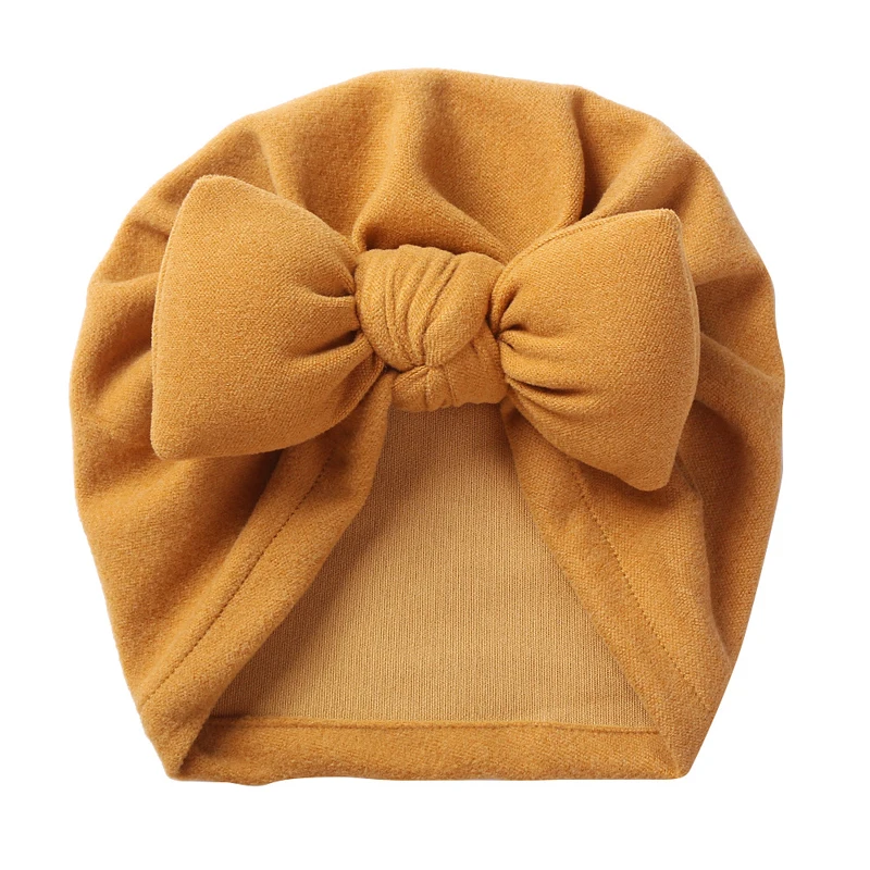 

Boutique Faux Cashmere Baby Hat Warm Autumn Winter Beanies Solid Bow Topknot Bonnet Infant Boys Girls Caps New Turban Headwraps