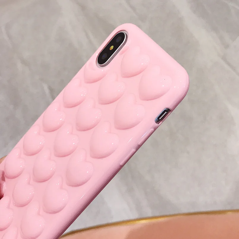 3D Любовь Сердце-Шап чехол для iPhone X XS Max XR мультфильм Чехлы 7 8 6 6S Plus Мягкий ТПУ