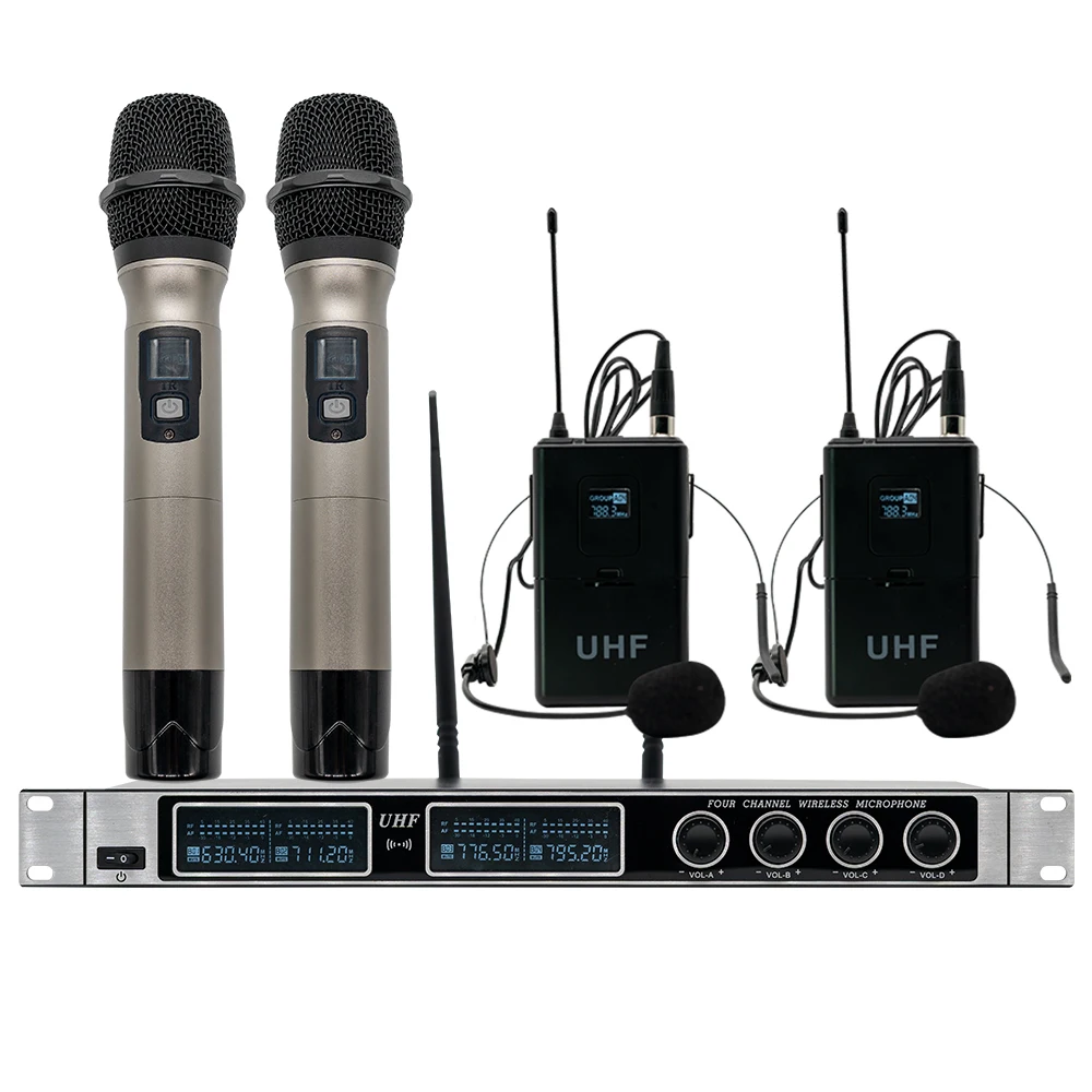 Профессиональная Беспроводная микрофонная система UHF 4 ручной микрофон для
