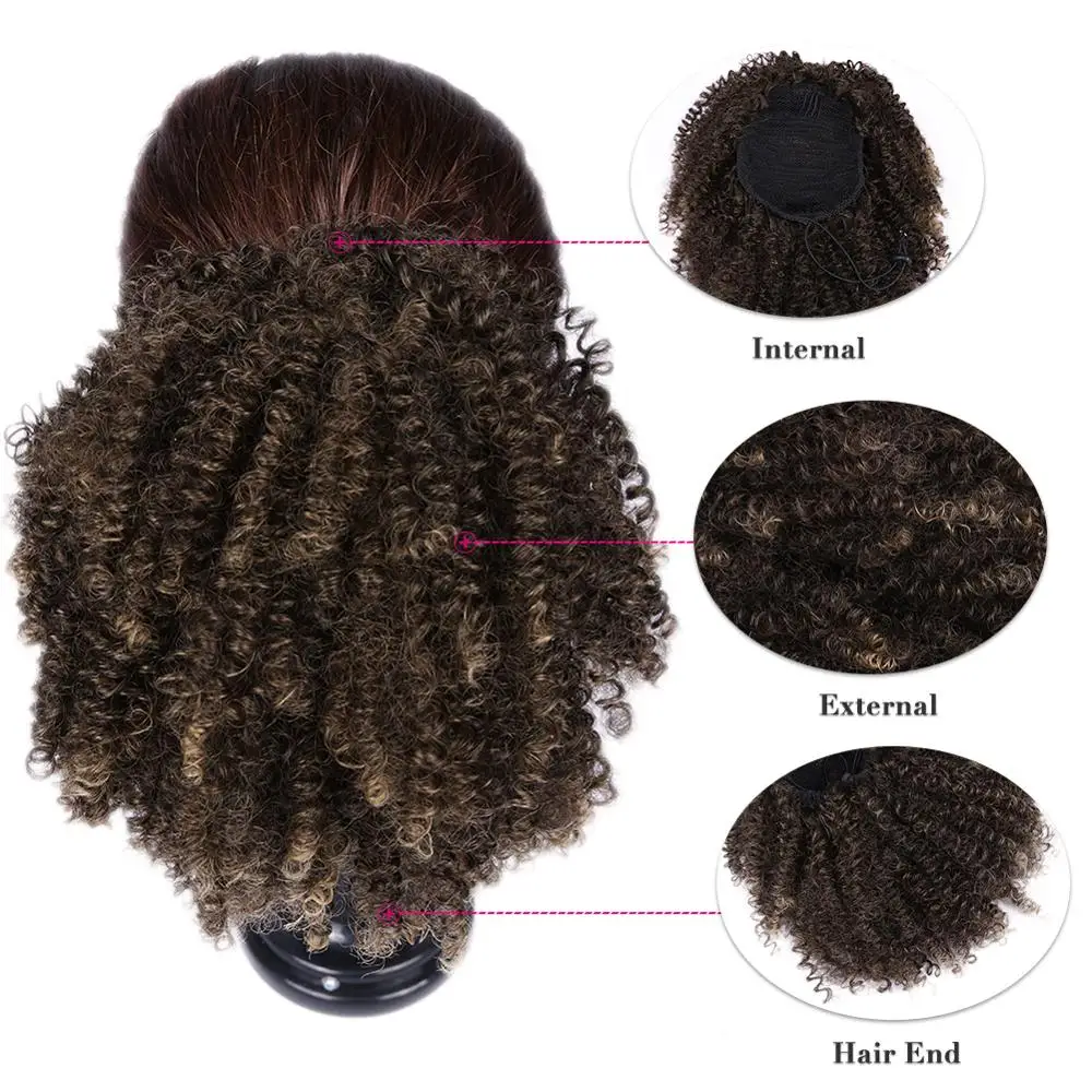 FAVE синтетические волосы булочка шнурок конский хвост афро слоеный кудрявый шиньон с пластиковыми расчески для белых женщин