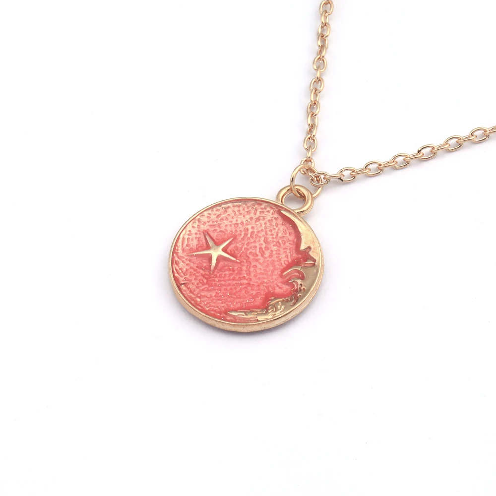 Цепочка Женская эмалированная с подвесками в виде месяца и звезд|Колье| |