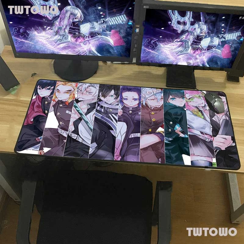 

Анимация Мышь черные накладки точность блокировки анимации убийца Kimetsu без YAIBA компьютерный стол коврик Резиновые Нескользящие XXL