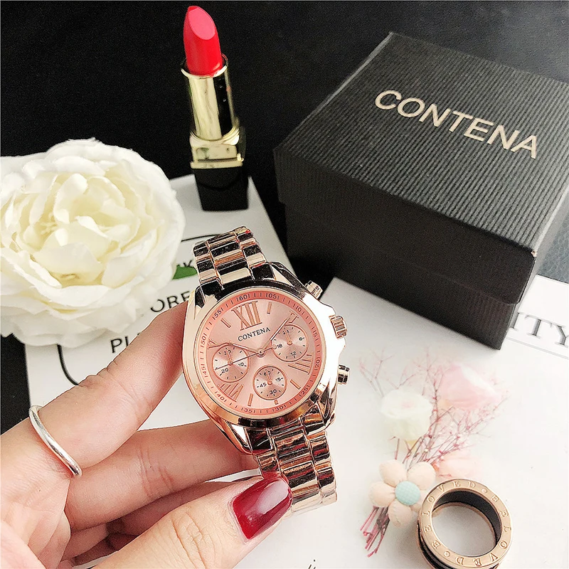 Розовое золото часы роскошные женские из нержавеющей стали для женщин Бизнес