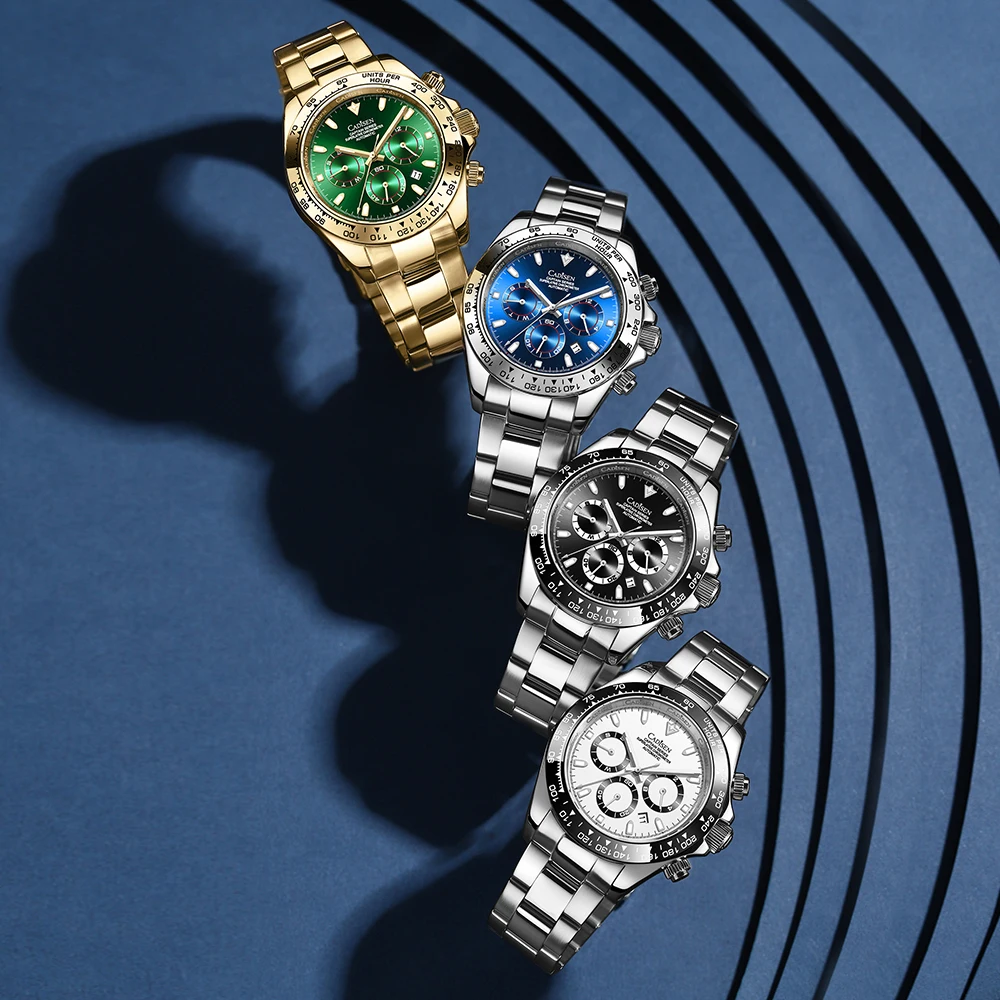 

CADISEN 2021 Watch Men Automatic Mechanical Watches Luxury Brand 100M Waterproof Day Date Month Gold Stainless Steel Wrist Watch