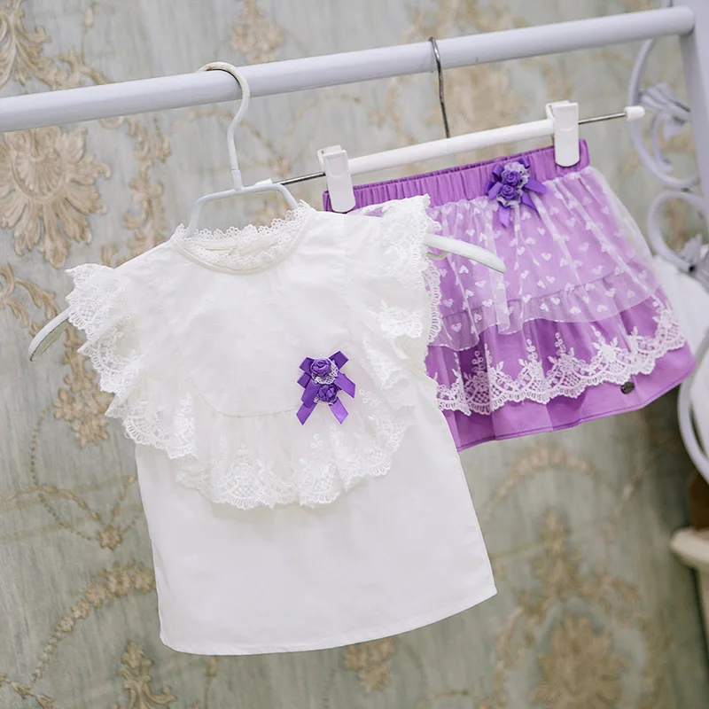 Cutestyles/комплект летней одежды из 2 предметов с фиолетовым цветком в форме сердца