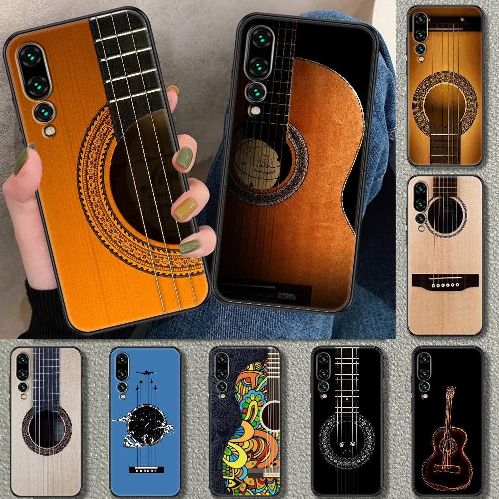 

Luxury Guitar Music Phone case For Huawei P Mate P10 P20 P30 P40 10 20 Smart Z Pro Lite 2019 black fashion waterproof trend