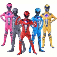 Red Rangers Costume Boys Power Mecha Five Beast Cosplay Anime Child Halloween Costumes For Kids Mask Carnival Party Jumpsuits