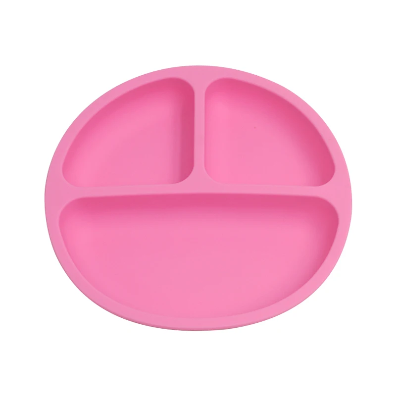 Plate Pink Детская силиконовая обеденная тарелка без бисфенола с милым смайликом, посуда для обеда, кухонная посуда для фруктов, Детские обеденные тарелки для кормления, миски - Цвет: Plate Pink