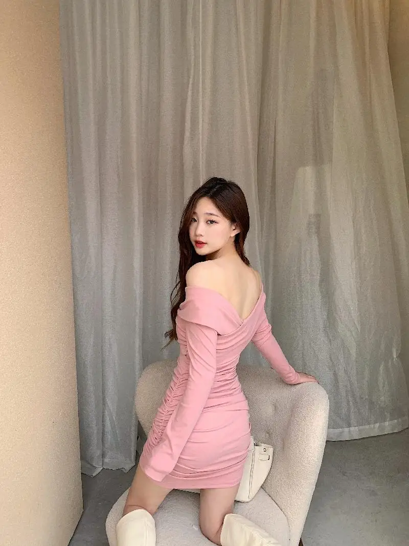 

2021Summer Dress Off the Shoulder Ruched Mini Dress Fashion Celebrity Satin Birthday Club Outfits Women Sexy Party Dress