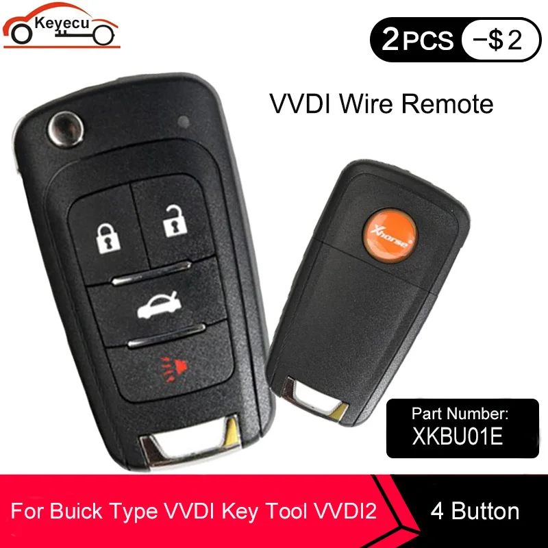 KEYECU 5 шт./лот Xhorse VVDI Универсальный флип пульт дистанционного управления 4 кнопки