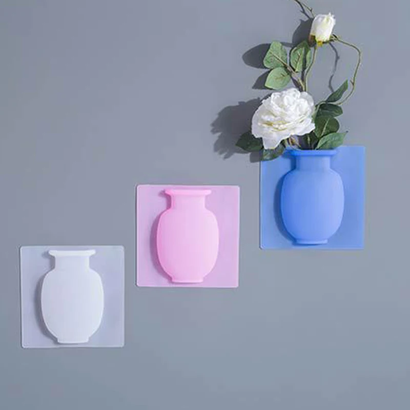 Силиконовая клейкая ваза настенный цветочный горшок волшебный цветок контейнер