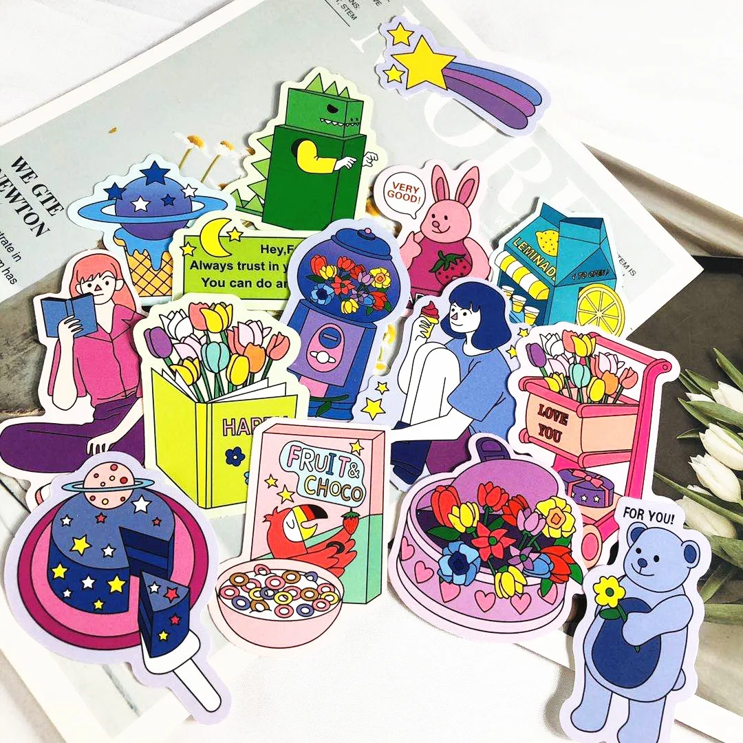 

60 шт. милые арт Молодежные расписанные вручную наклейки для скрапбукинга DIY Журнал мобильный дневник happy план подарок для печатей декоратив...