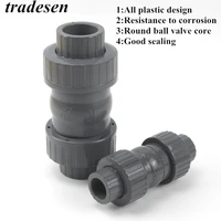 1pcs inner 20mm 63mm double union pvc check valve one way valve pvc water pipe connectors for garden irrigation aquarium adapter