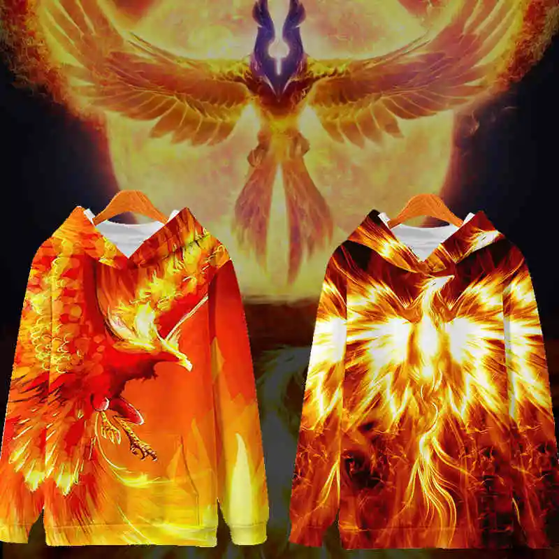 

Ins Phoenix Nirvana Hooded Sweater Starry Sky Phoenix Wings Men And Women Lovers Casual Plus Velvet Retro Harajuku Trend 2022