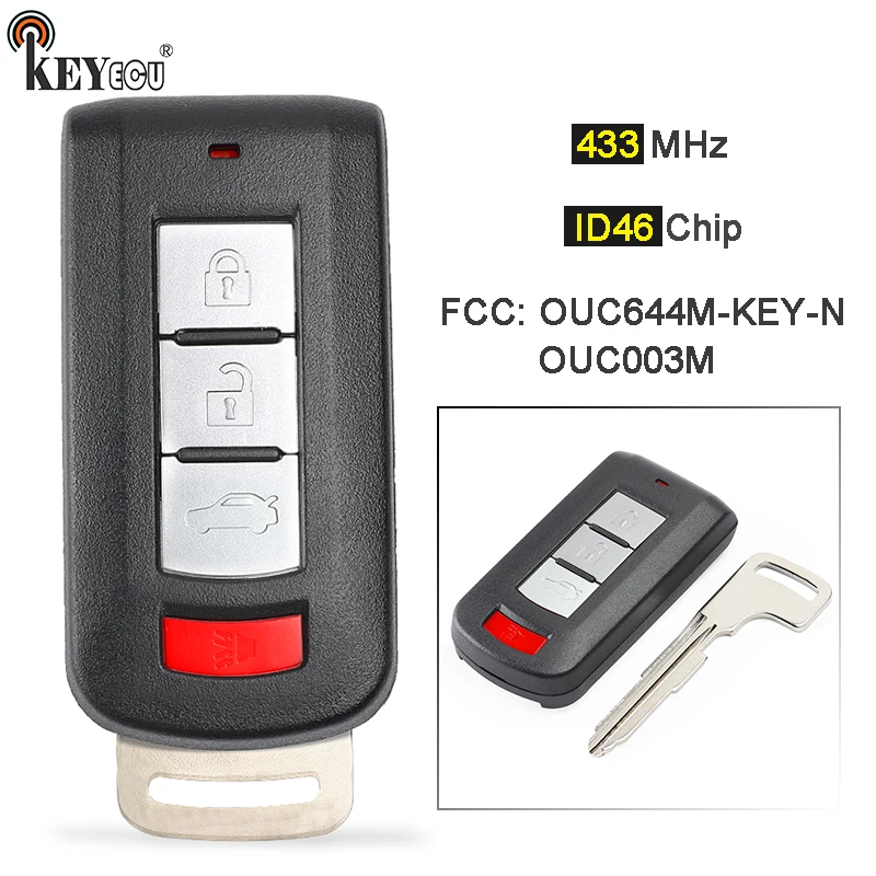 KEYECU 315 МГц ID46 чип FCC аддитивного цветового пространства (ID: OUC003M / OUC644M KEY N 4 BTN пульт