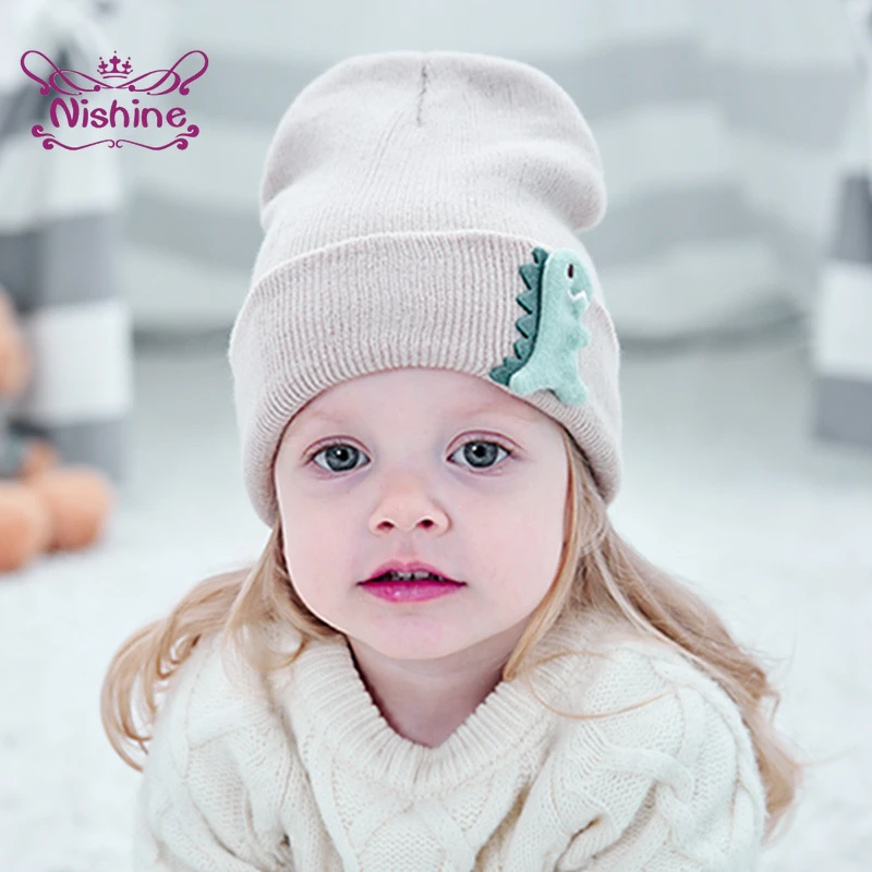 

Fashion Dinosaur Pattern Knitting Wool Caps Infant Cute Cartoon Print Crochet Hats Baby Headwear Hair Accessories Holiday Gifts