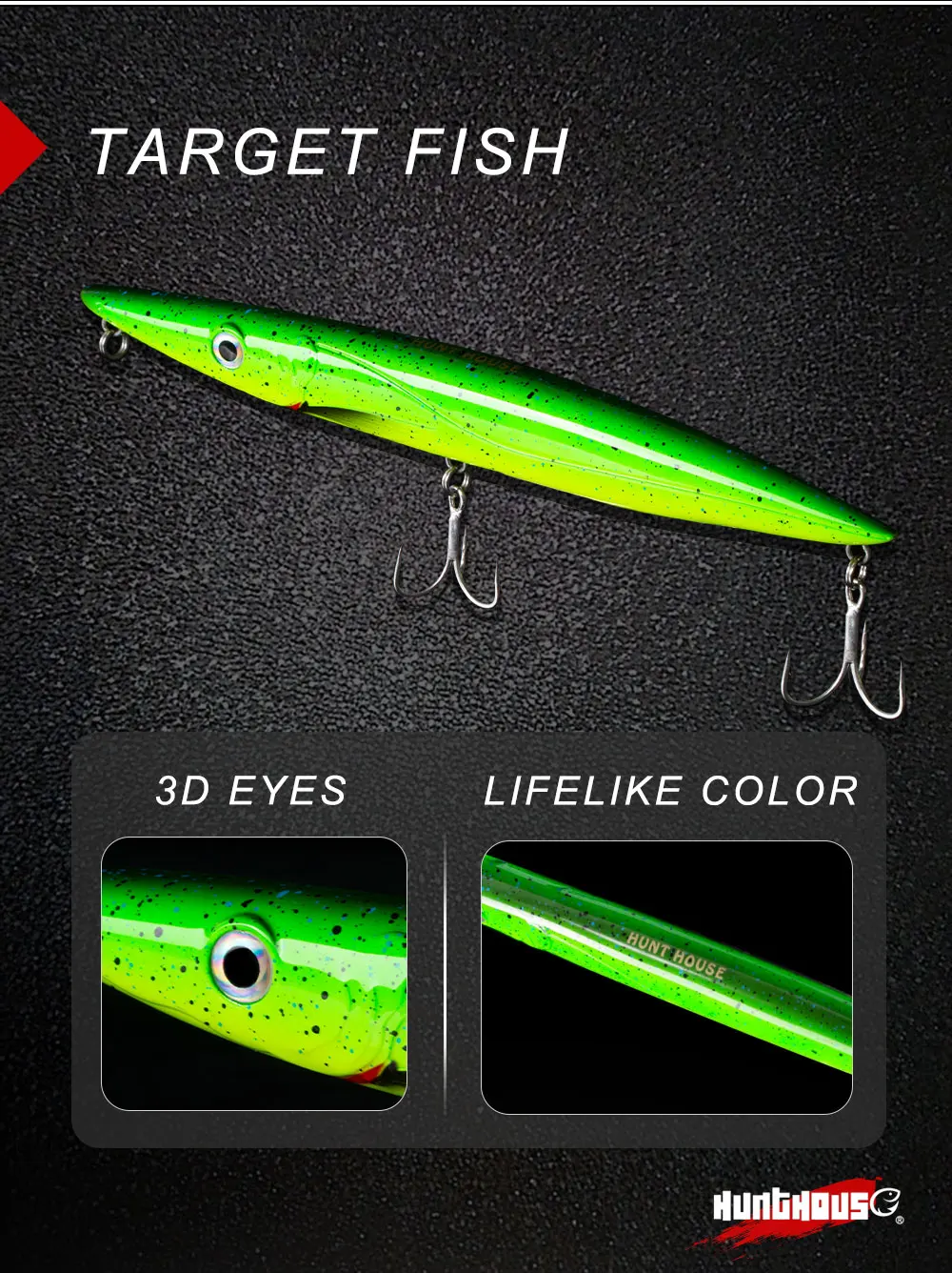 Hunthouse stickbaits peche en mer leurre walk dog pencil 195 мм 44 г don belone pencil stickbait fishing bluefish topwater приманки
