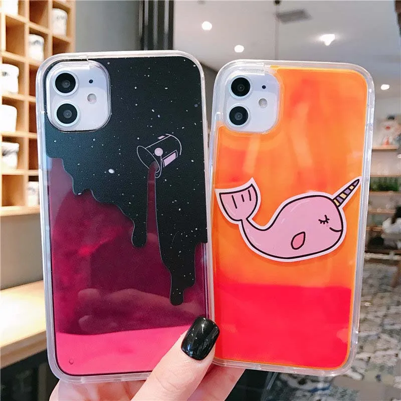 Новый мультяшный светящийся динамический зыбучий песок чехол для iPhone 11 Pro MAX 6 6S 7 8
