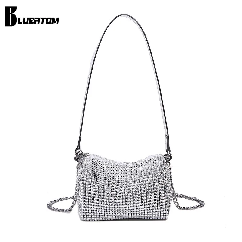 

Bling Rhinestone Black Pink Shoulder Bag Evening Clutch Bag Women Korean Diamond Chain Dinner Party Handbag Purse