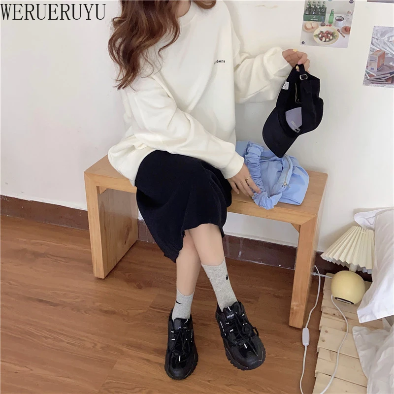 

WERUERUYU Oversized Women Hoodies Harajuku Pink Sweatshirt WomenLoose Long Sleeves Tops Cloth