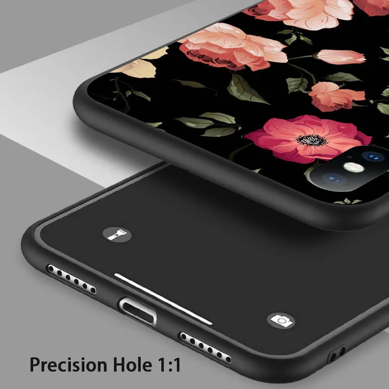 USLION Floral Flower Cases Cover For iPhone X XS XR Xs Max Soft TPU Green Leaves Phone Case 5 5s SE 6 6s 7 8 Plus |