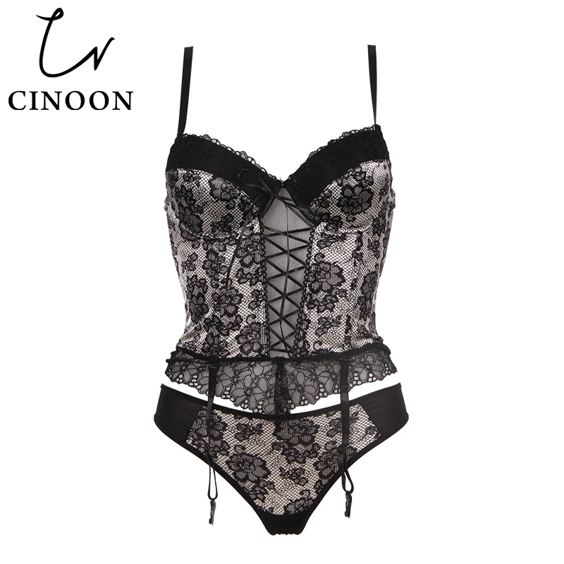 CINOON сексуальное женское белье корсет Готический стимпанк Черный бюстье