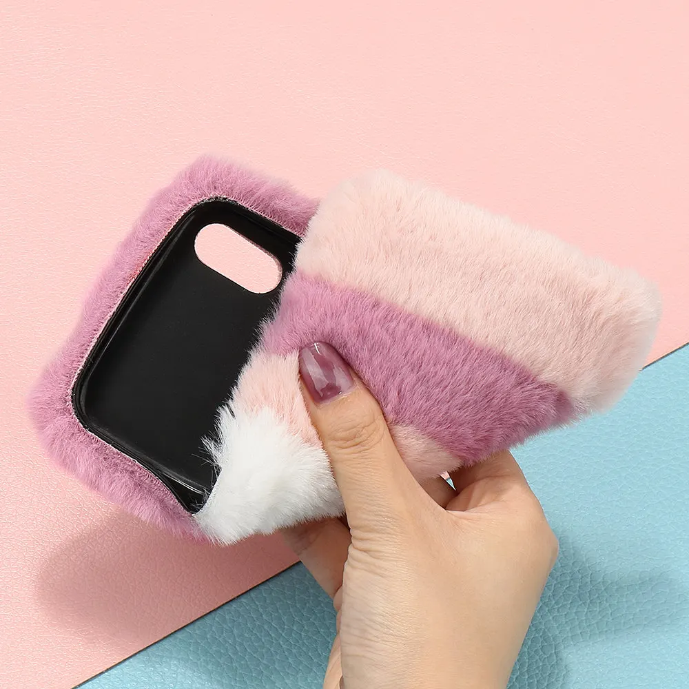 Пушистый меховой чехол для телефона iPhone 11 Pro XS Max XR X 7 8 Plus 6 6S 5 5S SE 2020 женский теплый