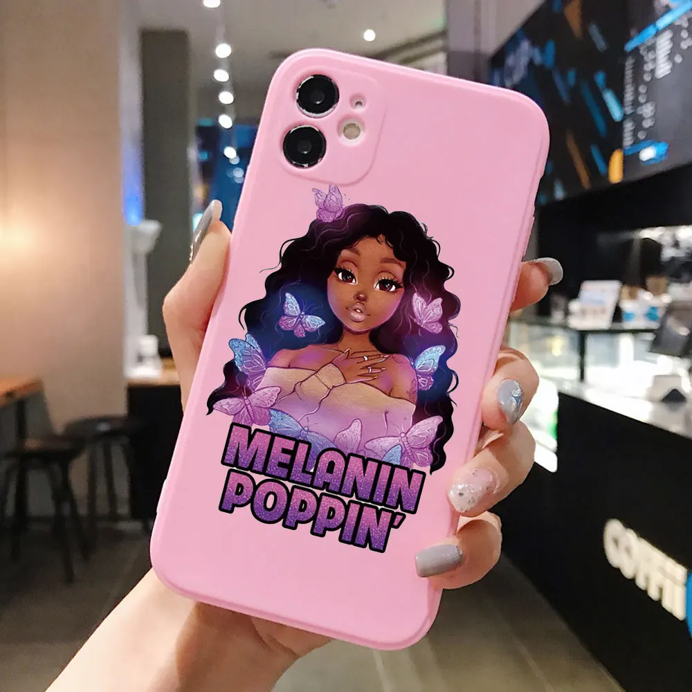 Black Girl Magic Melanin Poppin phone Case For iPhone 12 Pro max 11 pro 13 PRO XR 7 6s 8 Plus SE 2020 X XS MAX TPU Silicone Case