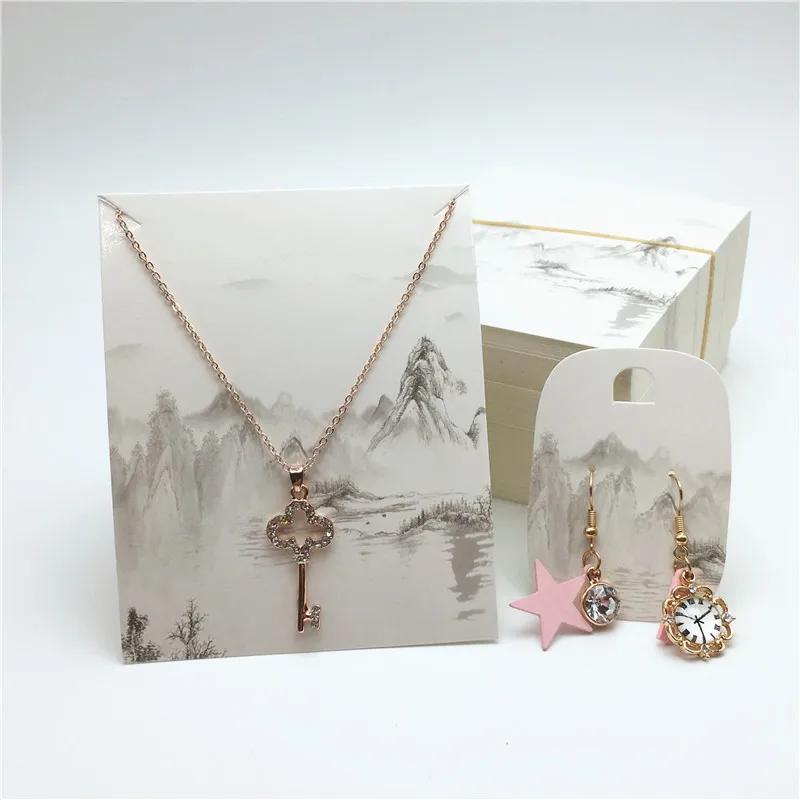 100 шт. бумажная винтажная картина чернилами ожерелье карты серьги Упаковка