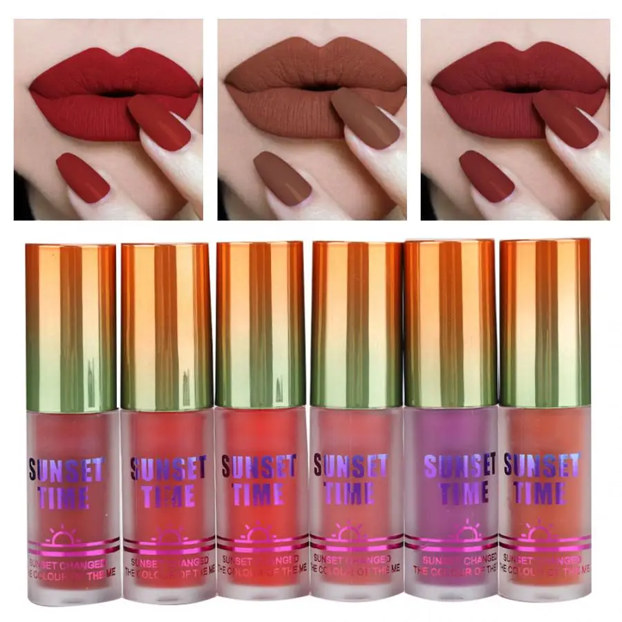 Матовый 6 шт. матовый стойкий блеск для губ не липкая жидкая помада набор