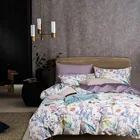 Комплект постельного белья из 4 предметов, Египетский хлопок с принтом растений, шелковистый мягкий пододеяльник, Королевский размер США, 200x230 см, подстилка